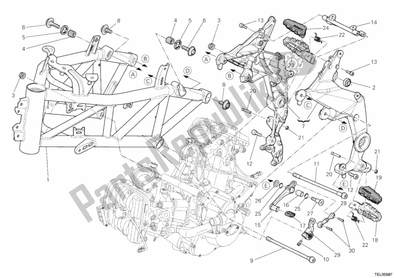 Toutes les pièces pour le Cadre du Ducati Multistrada 1200 S Touring USA 2011